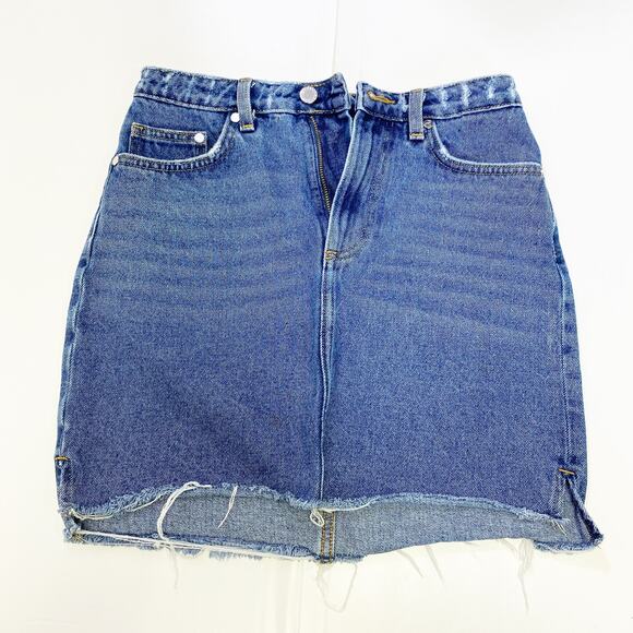 Distressed Jean Skirt H&M Womens Cut Off Blue Denim Size 6 - Picture 3 of 12